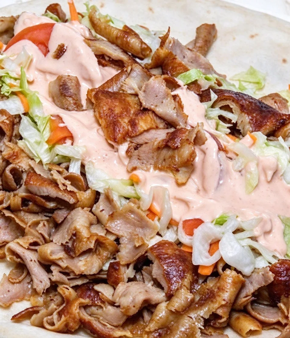 Kebab-Dürüm mit frischem Salat und Fleisch